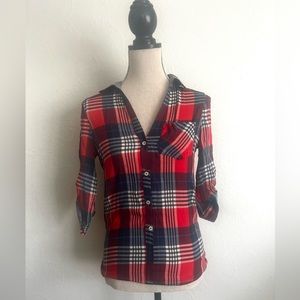 Bershka Plaid Faux Button Down Size Small
